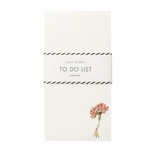 To-do list book with a floral design and 'Laura Stoddart' branding on a white background