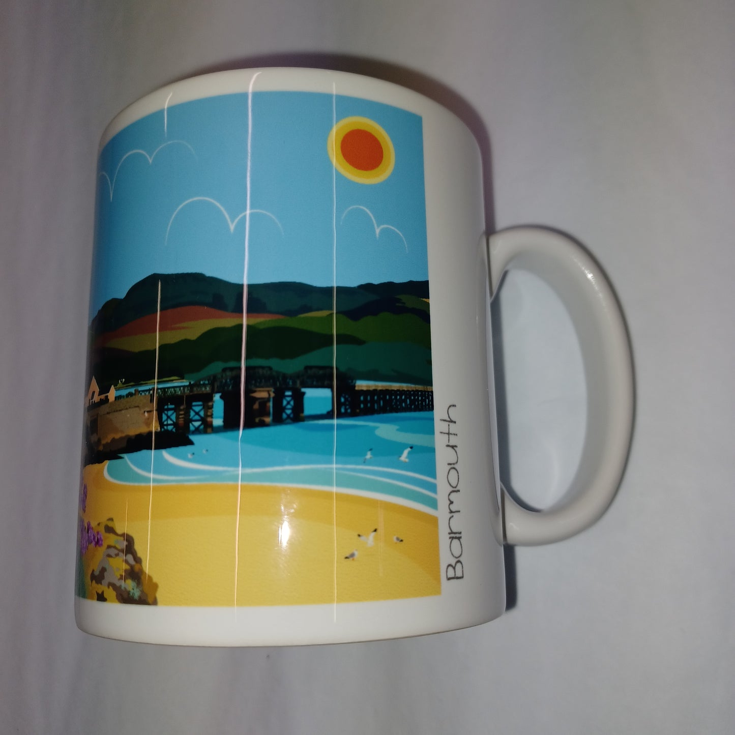 Barmouth Bridge Mug with Sunrise over Cader
