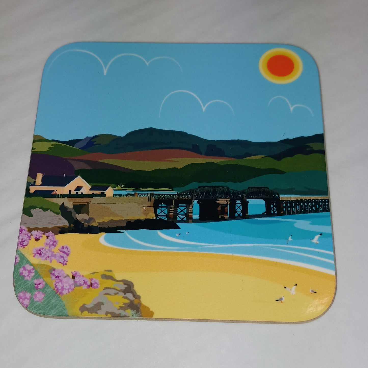 Barmouth Bridge Coaster with Sunrise over Cader