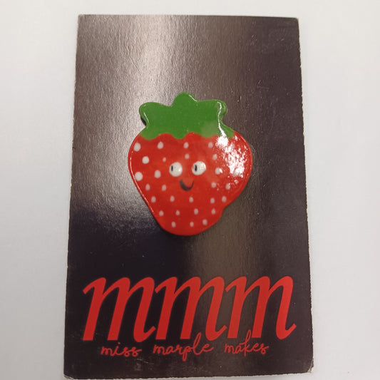Red Smiling Strawberry Brooch
