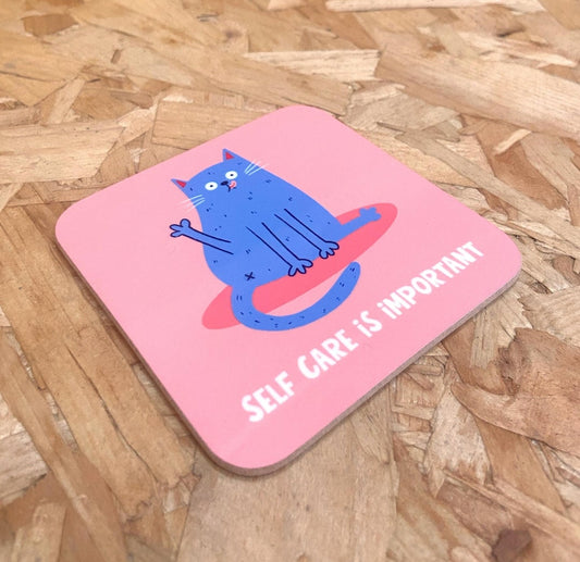 Cat self care coaster